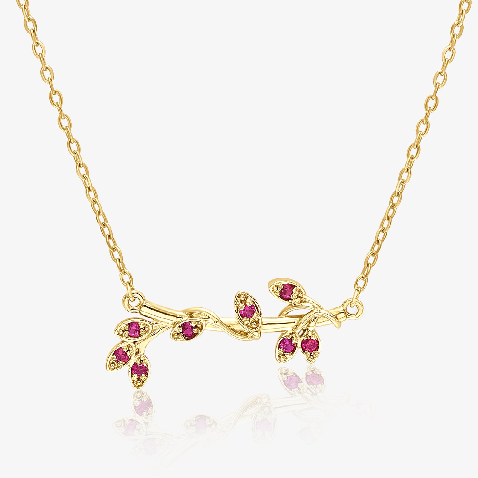 Gold Plated Pink Leaf Silver Necklace