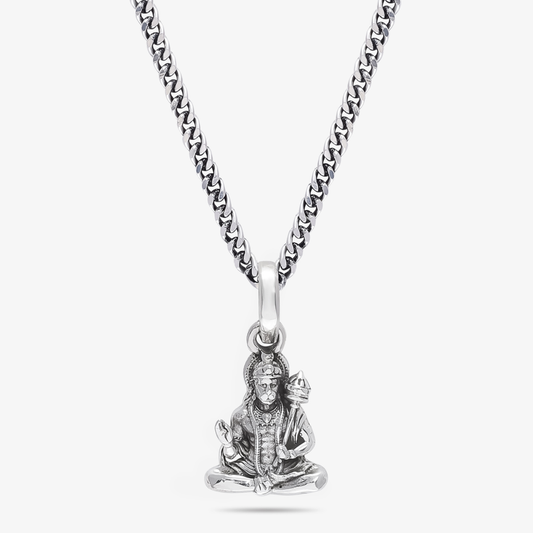 Oxidized Hanuman ji Silver Pendant