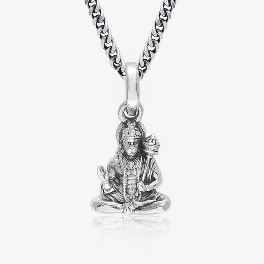 Oxidized Hanuman ji Silver Pendant