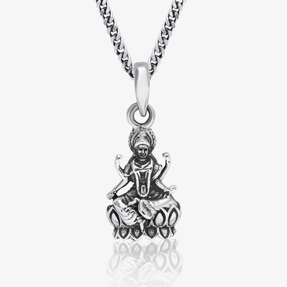 Oxidized Silver Maa Lakshmi Design Pendant