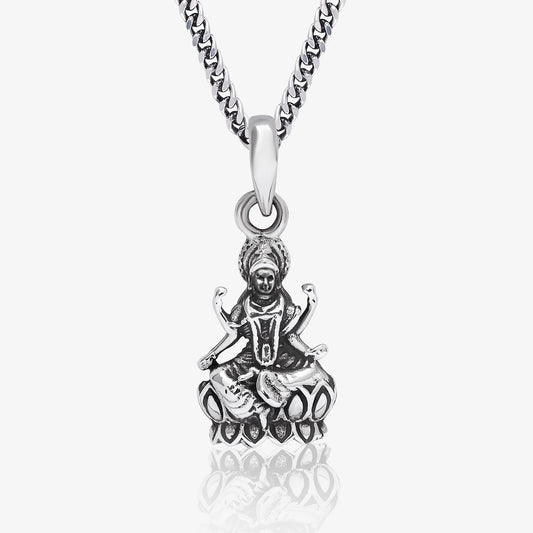 Oxidized Silver Maa Lakshmi Design Pendant