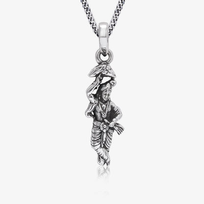 Shri Krishna Silver Pendant with Box Chain