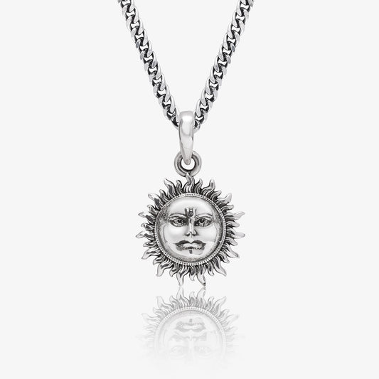 Oxidized Pure Silver Sun Pendant
