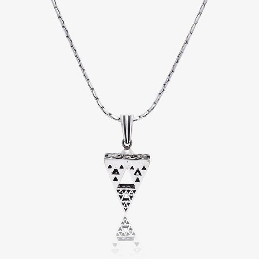 Pyramid Design Triangle Silver Pendant