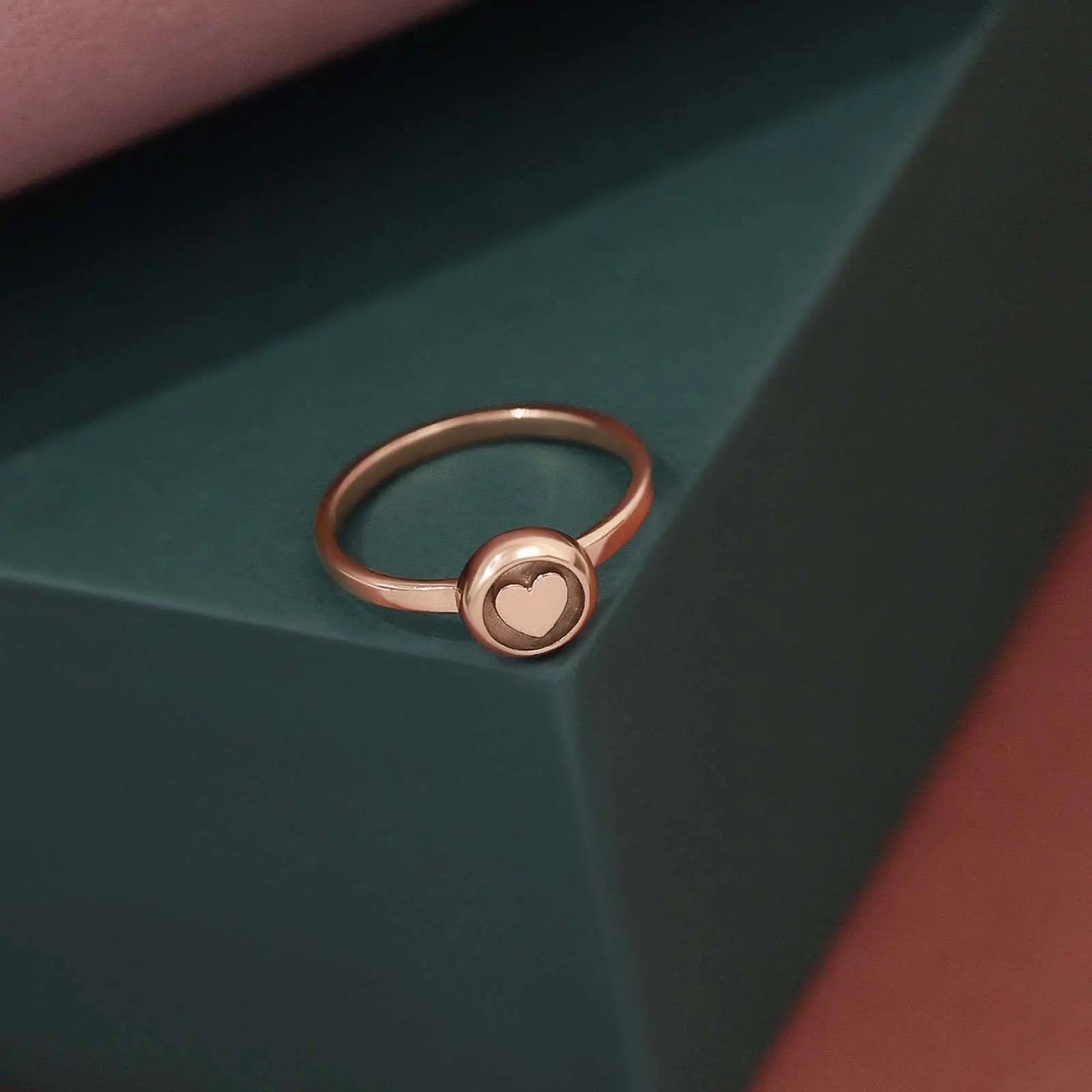 Rose Gold Plated Heart Silver Ring - Tweov Jewels