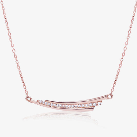 Rose Gold Plated Double Bar Silver Necklace