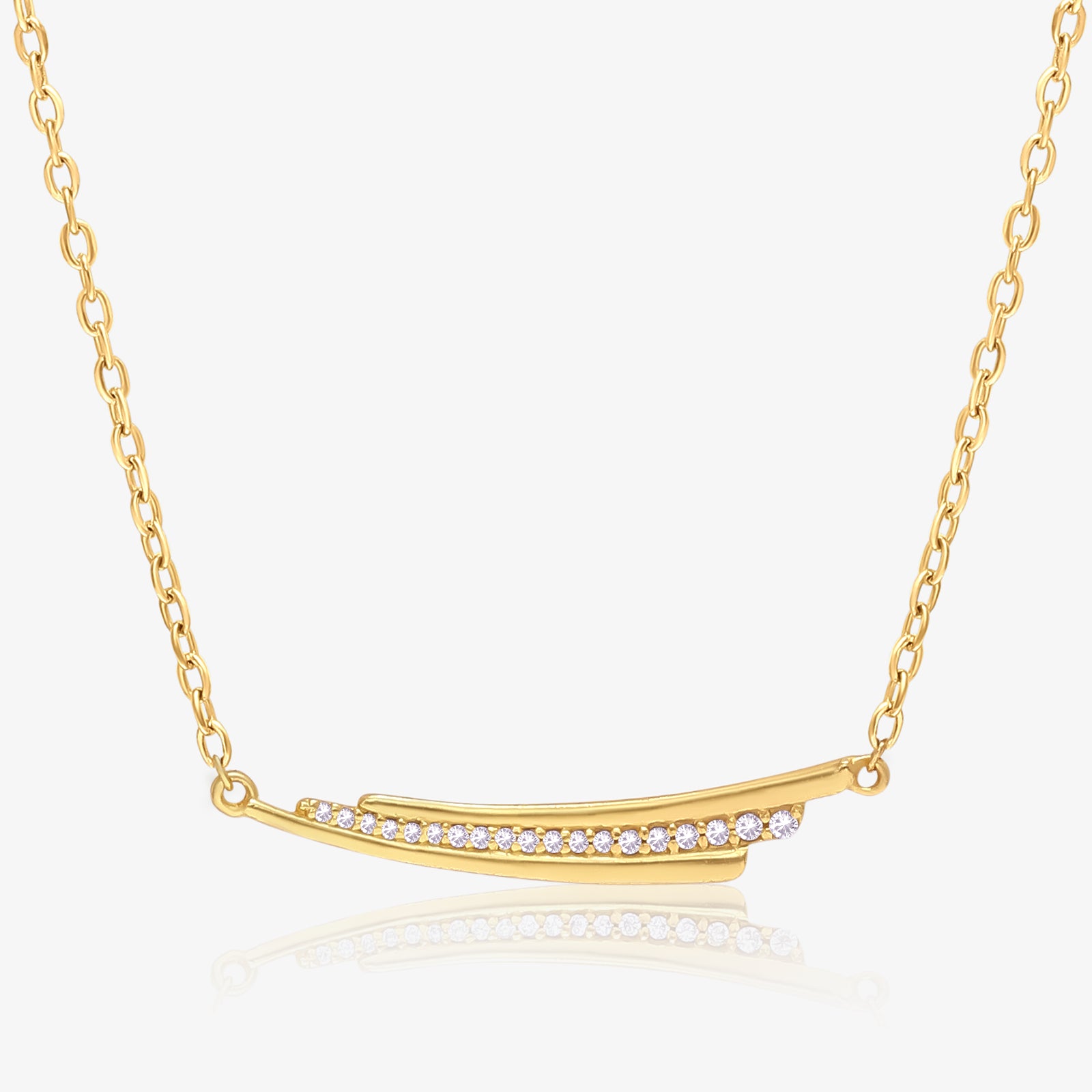 Gold Plated Double Bar Silver Necklace - Tweov Jewels