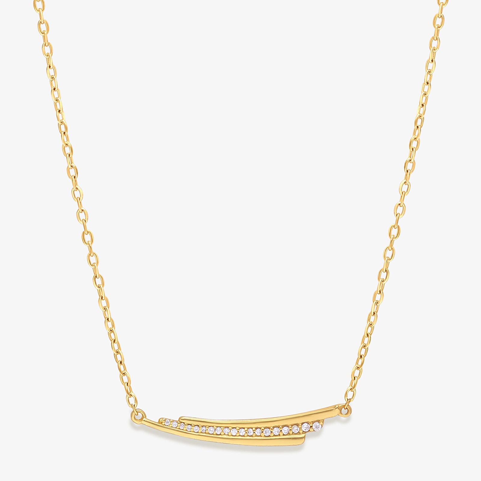 Gold Plated Double Bar Silver Necklace - Tweov Jewels