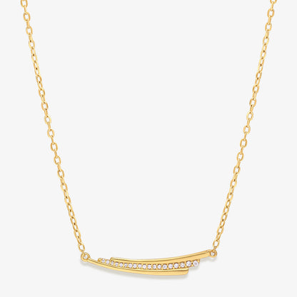 Gold Plated Double Bar Silver Necklace - Tweov Jewels