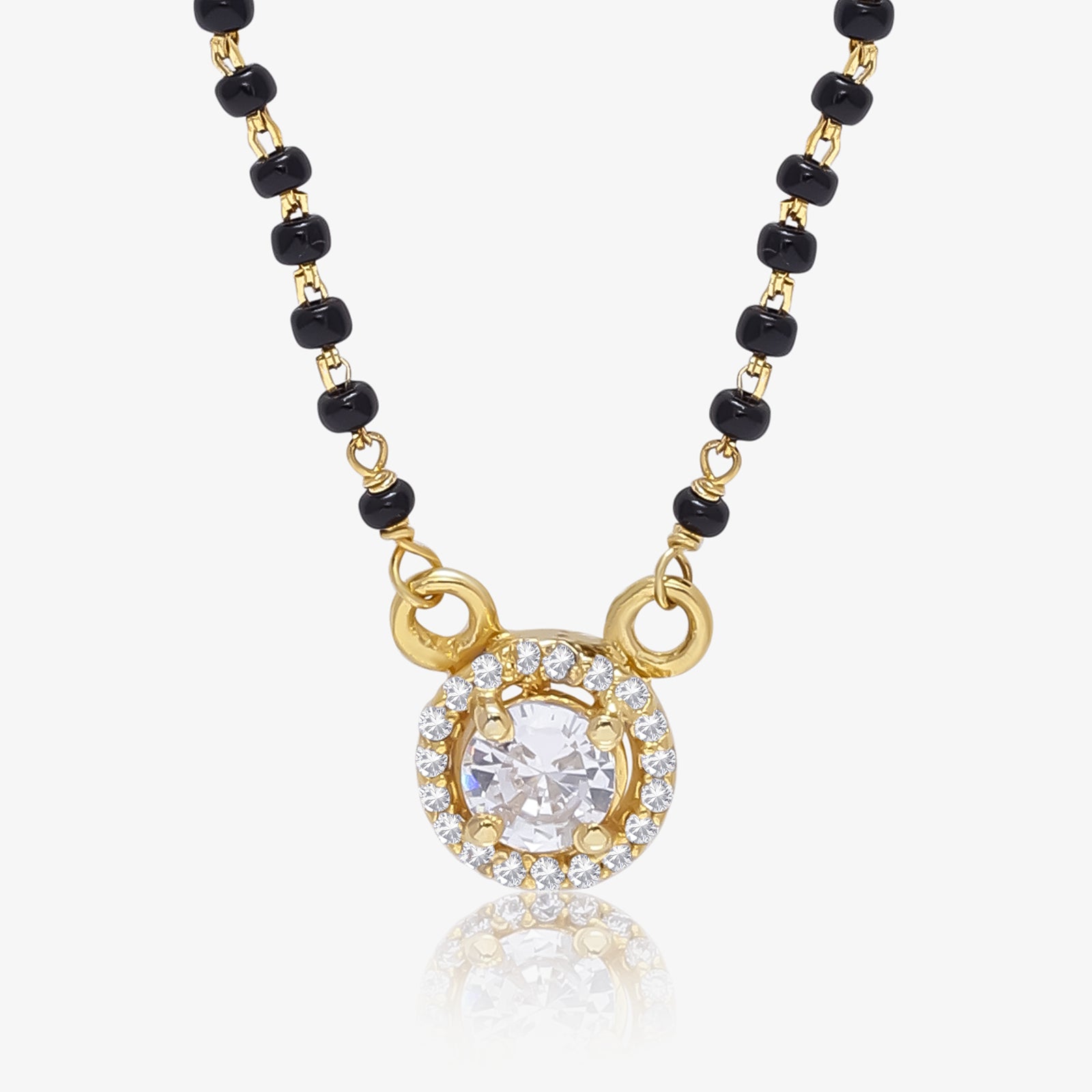 Silver Round Solitaire CZ Mangalsutra