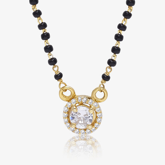 Silver Round Solitaire CZ Mangalsutra