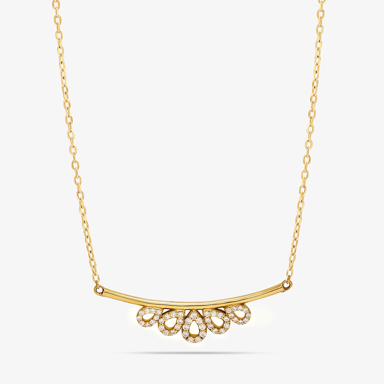 Gold Plated Open Crown Shape Silver Necklace - Tweov Jewels
