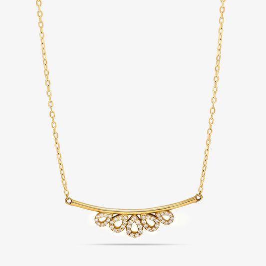 Gold Plated Open Crown Shape Silver Necklace
