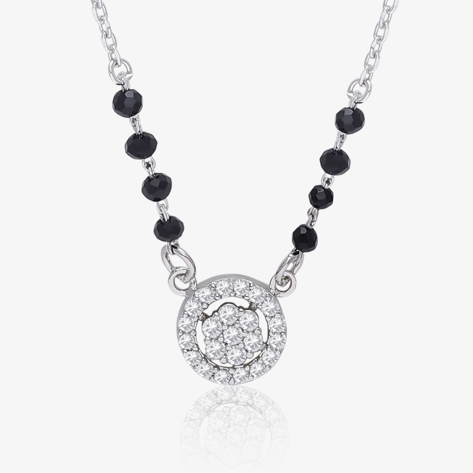 Designer AD Floral Silver Mangalsutra