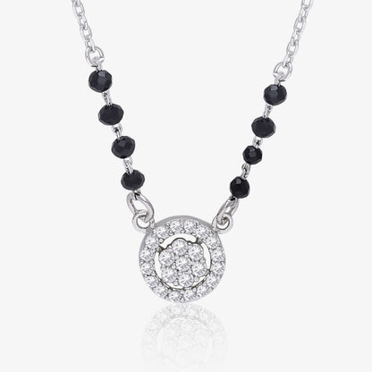 Designer AD Floral Silver Mangalsutra