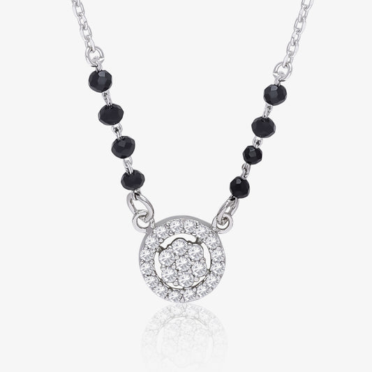 Designer AD Floral Silver Mangalsutra