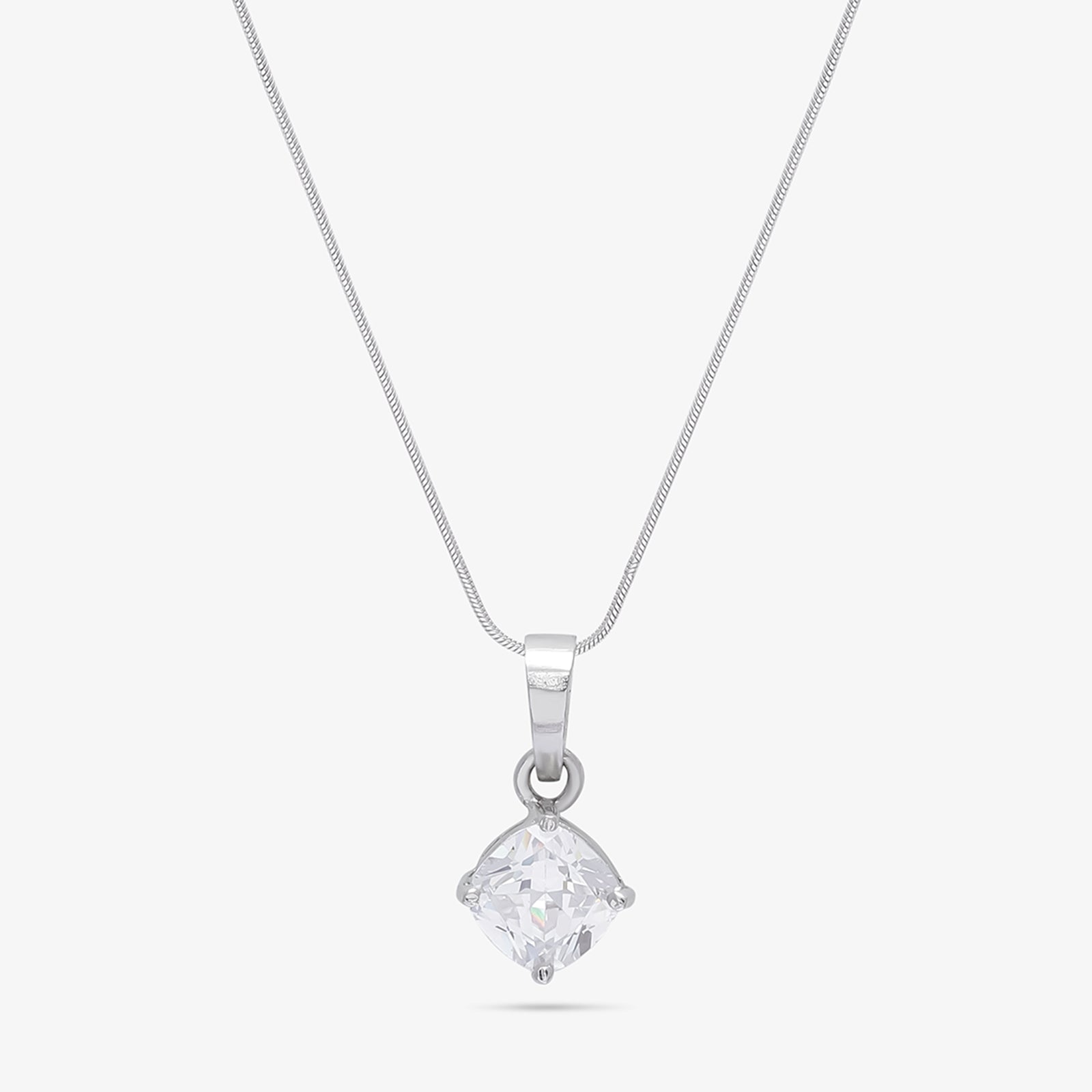 CZ Cushion Cut Pendant Chain for Women