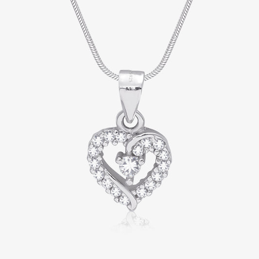 Heart Shaped Silver Pendant & Earrings Set