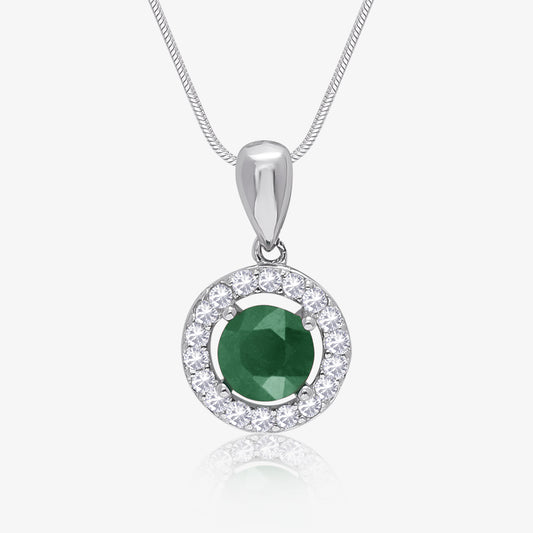 Dreamy Green Round Silver Pendant & Earrings Set