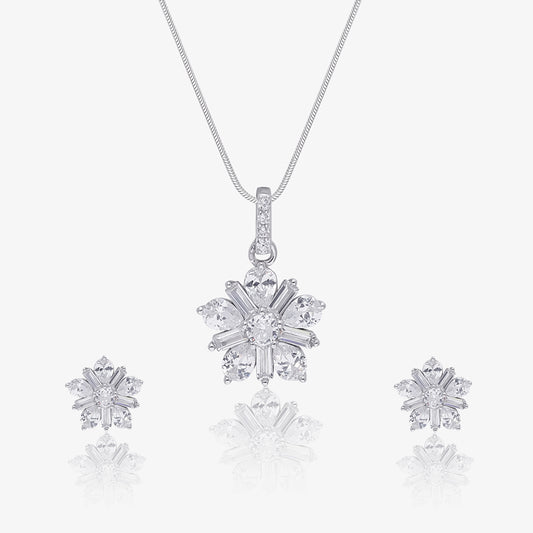 CZ Pendant Necklace & Earrings Set for Women