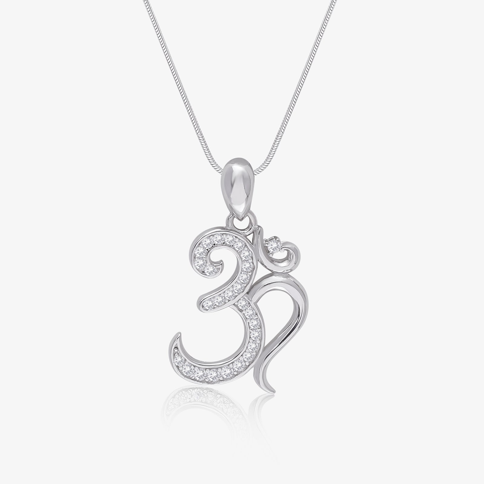 CZ Om Silver Pendant