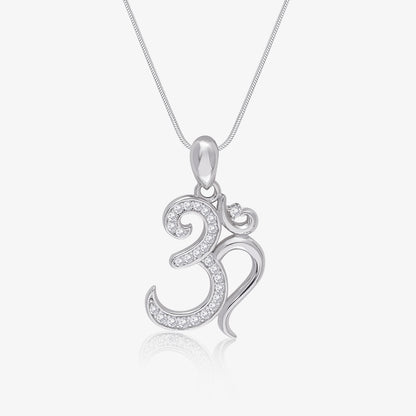CZ Om Silver Pendant