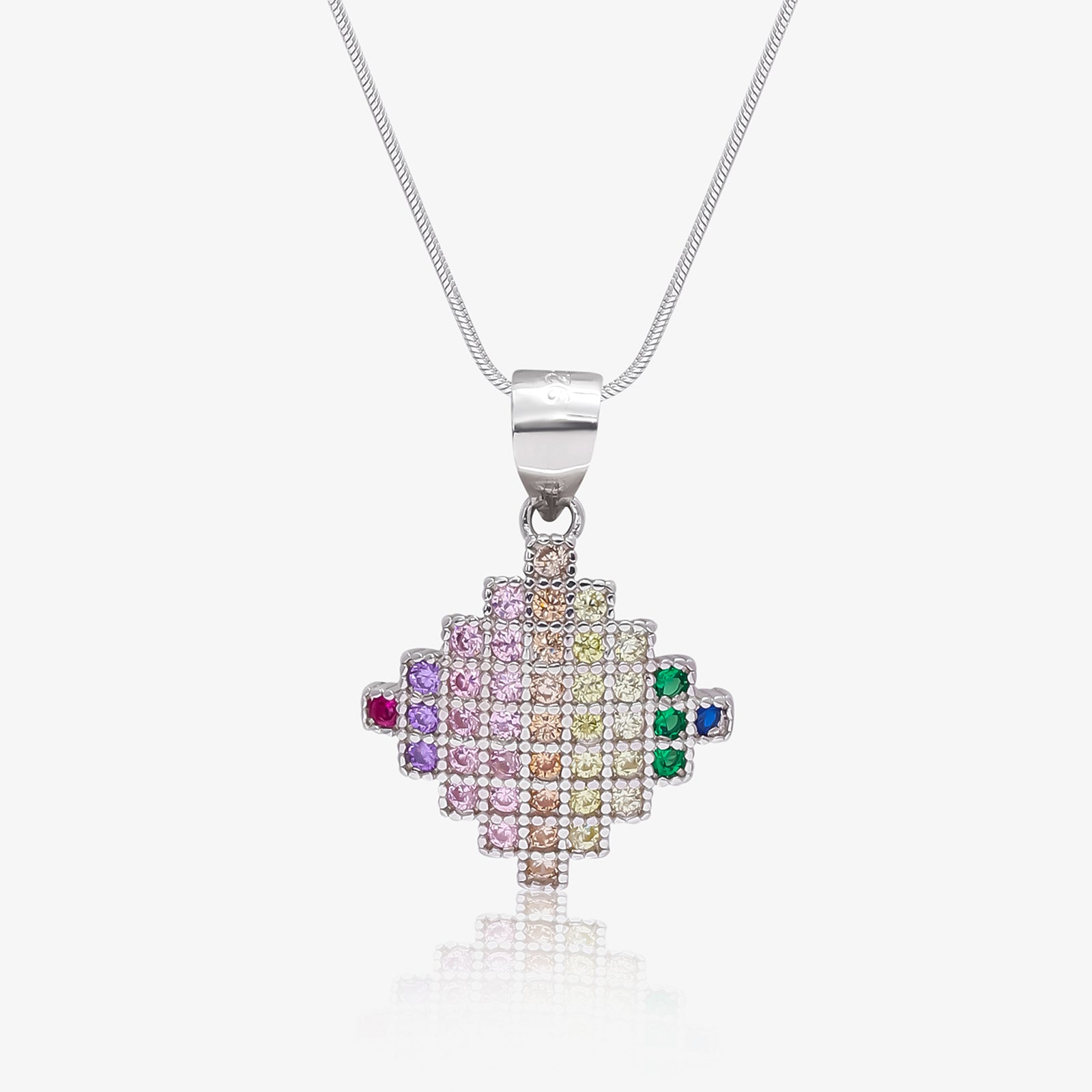 Multicolor CZ Silver Pendant Set