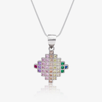 Multicolor CZ Silver Pendant Set
