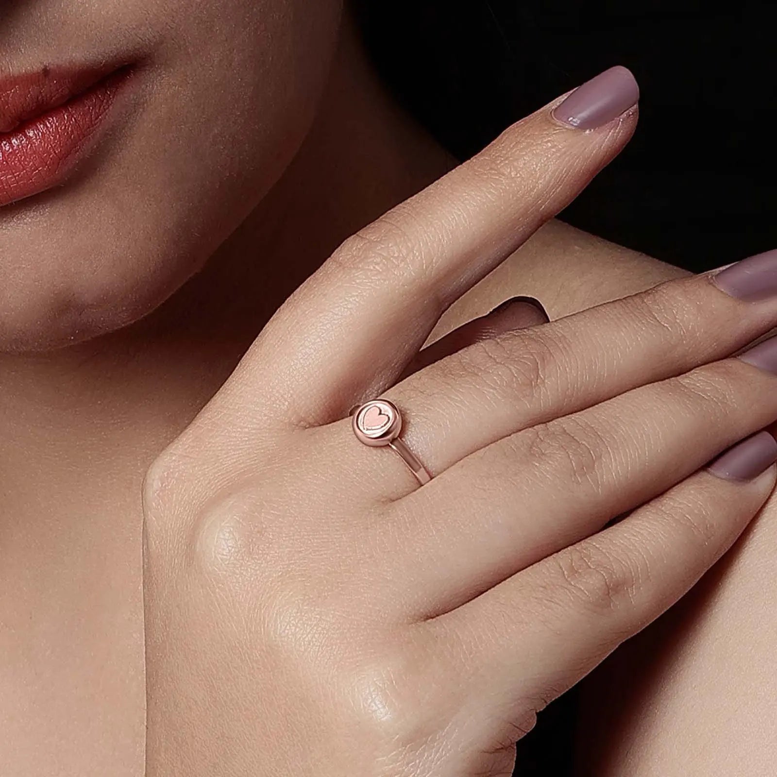 Rose Gold Plated Heart Silver Ring - Tweov Jewels
