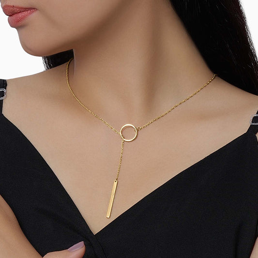 Pure Silver Pendant - Gold Plated Long Y-shaped Necklace - Tweov Jewels