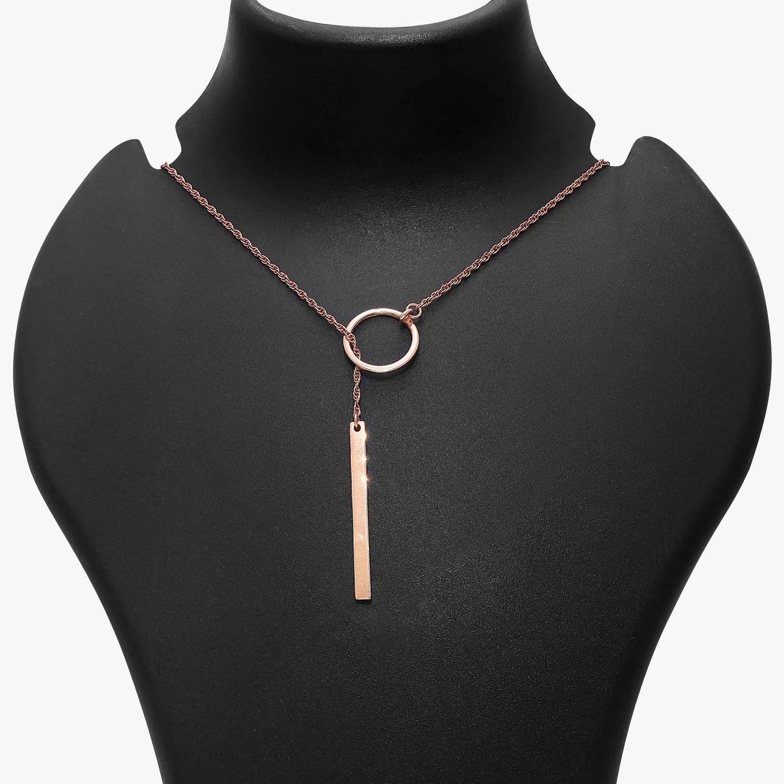 Rose Gold Silver Lariat Bar Chain