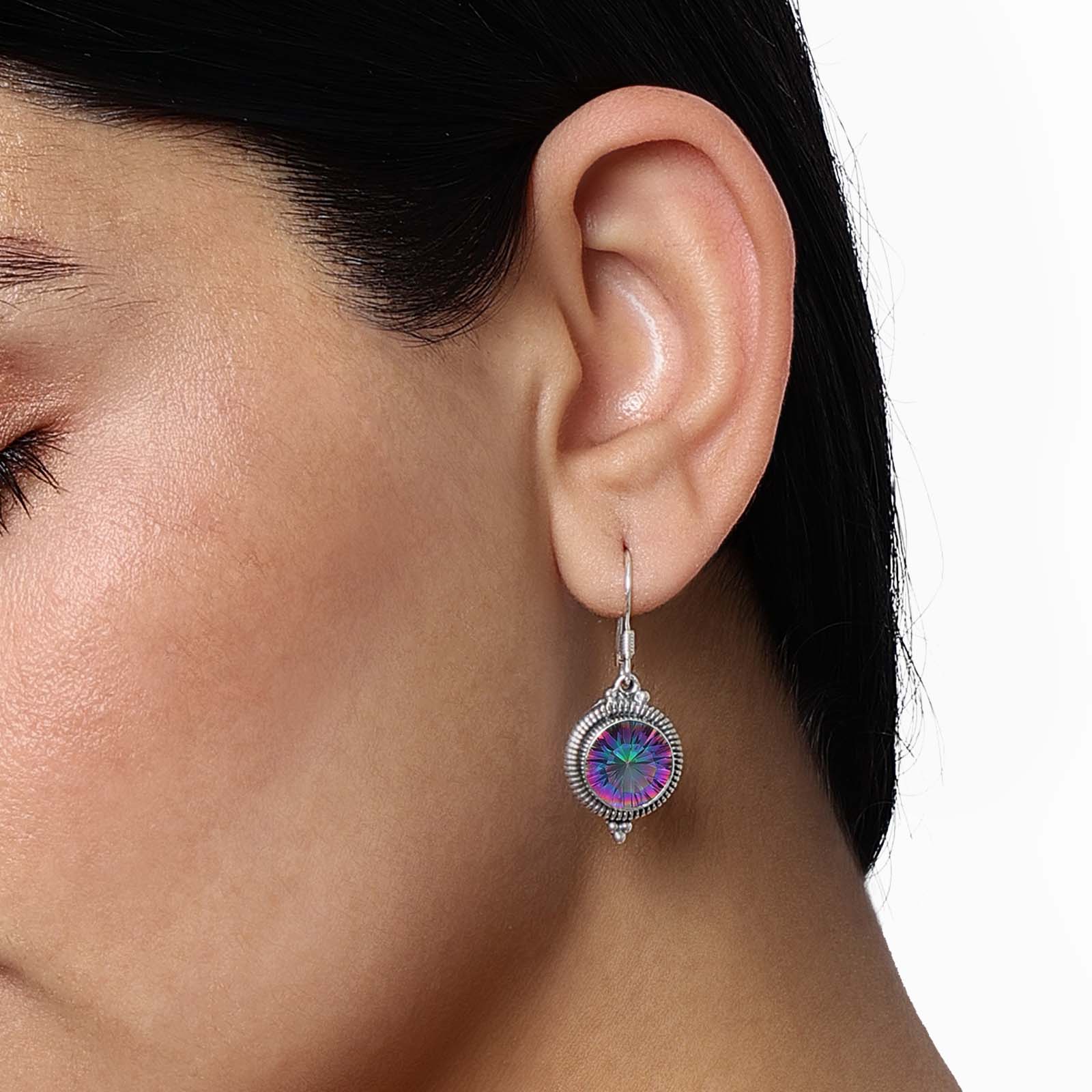 Pure Silver Earrings - Glorious Purple-Blue CZ Hook Model - Tweov Jewels