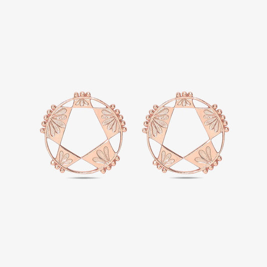 Rose Gold Plated Silver Geometric Star Stud Earrings - Tweov Jewels