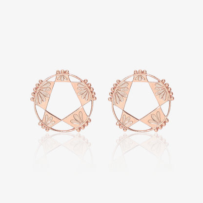 Rose Gold Plated Silver Geometric Star Stud Earrings