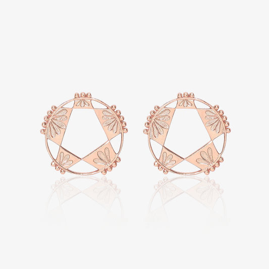 Rose Gold Plated Silver Geometric Star Stud Earrings