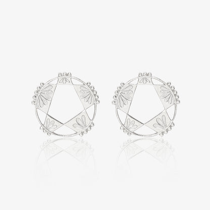 Silver Geometric Star Stud Earrings