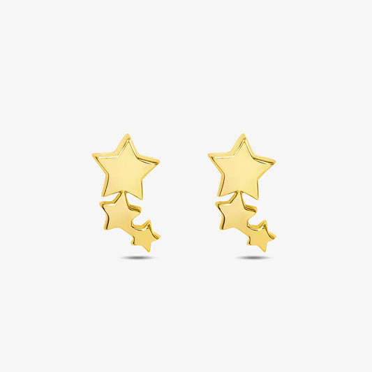 Gold Plated Three Star Stud Earrings - Tweov Jewels