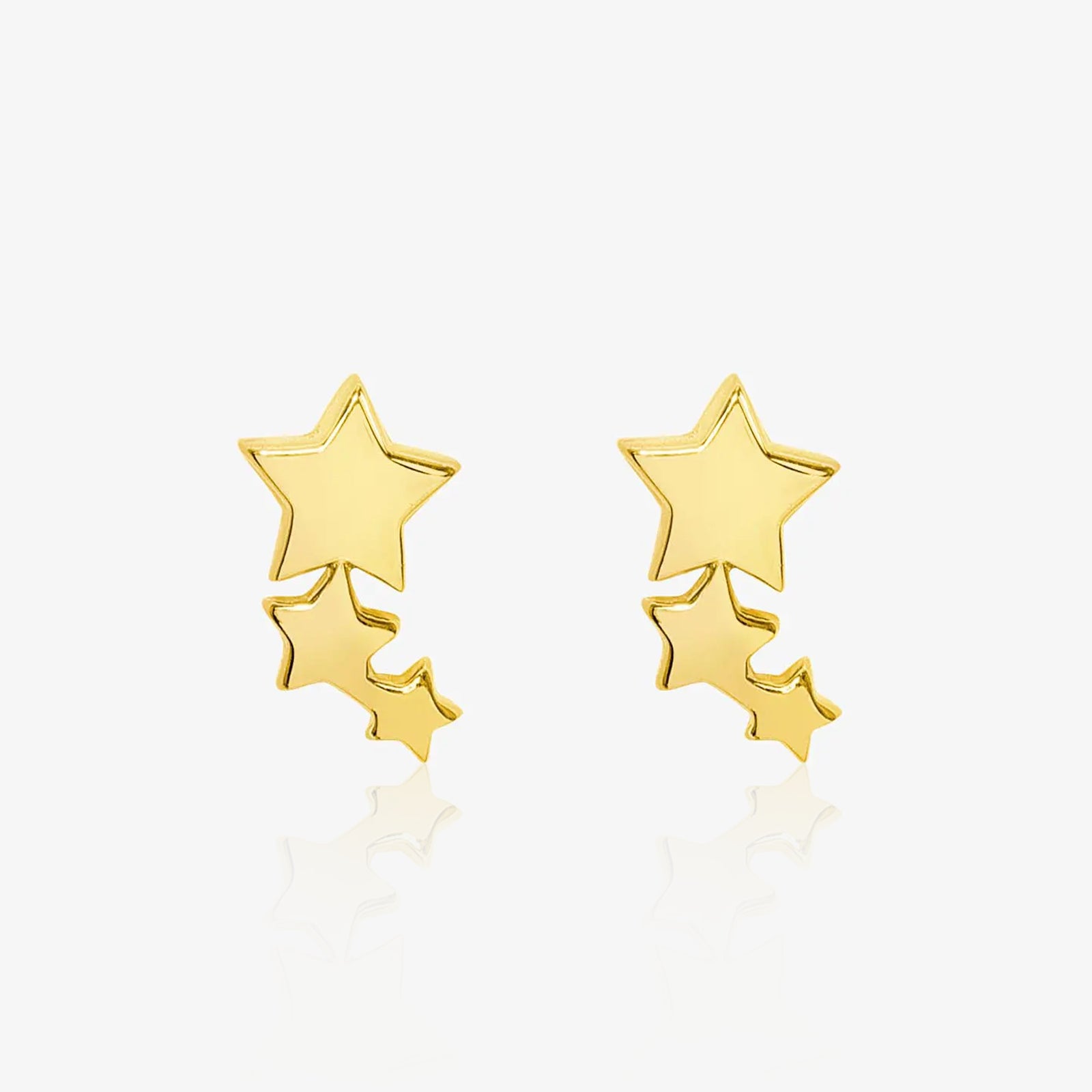 Gold Plated Three Star Stud Earrings
