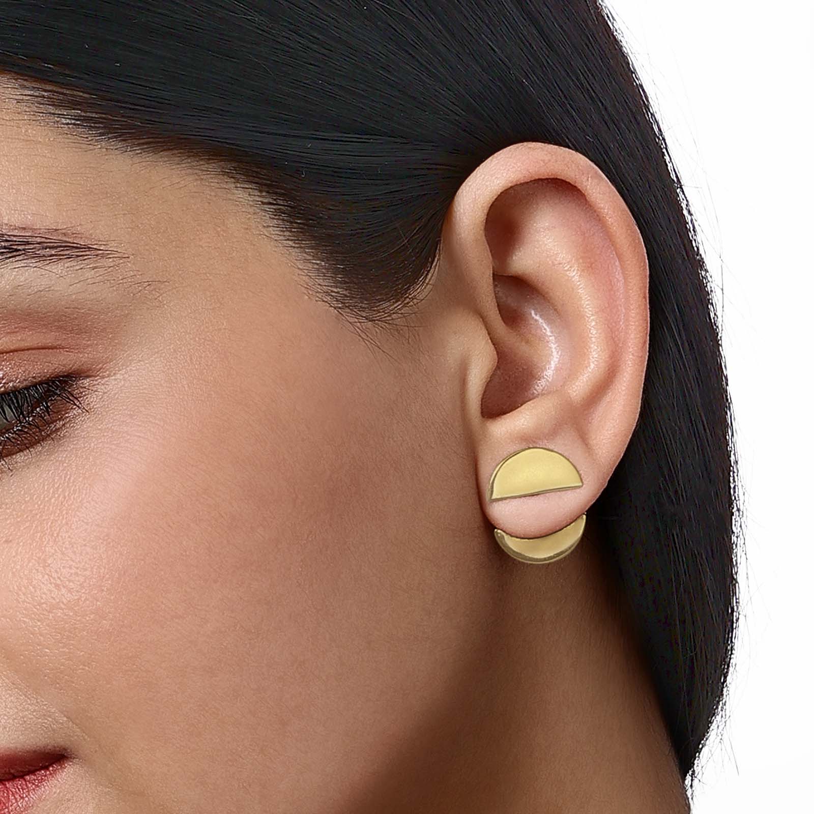 Pure Silver Earrings - Modernized 3 in 1 Gold Stud - Tweov Jewels