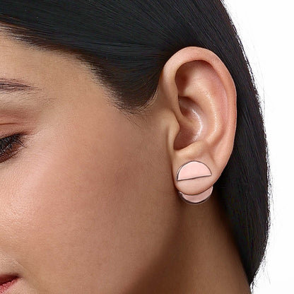 Pure Silver Earrings - 3 in 1 Rose Gold Dome Shaped Stud - Tweov Jewels