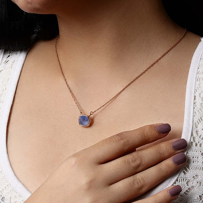 Pure Silver Necklace - Rosy White Quartz Pendant Necklace - Tweov Jewels