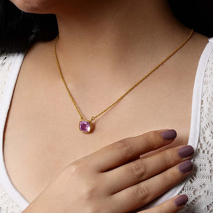 Adorable Amethyst Gold Plated Silver Necklace - Tweov Jewels