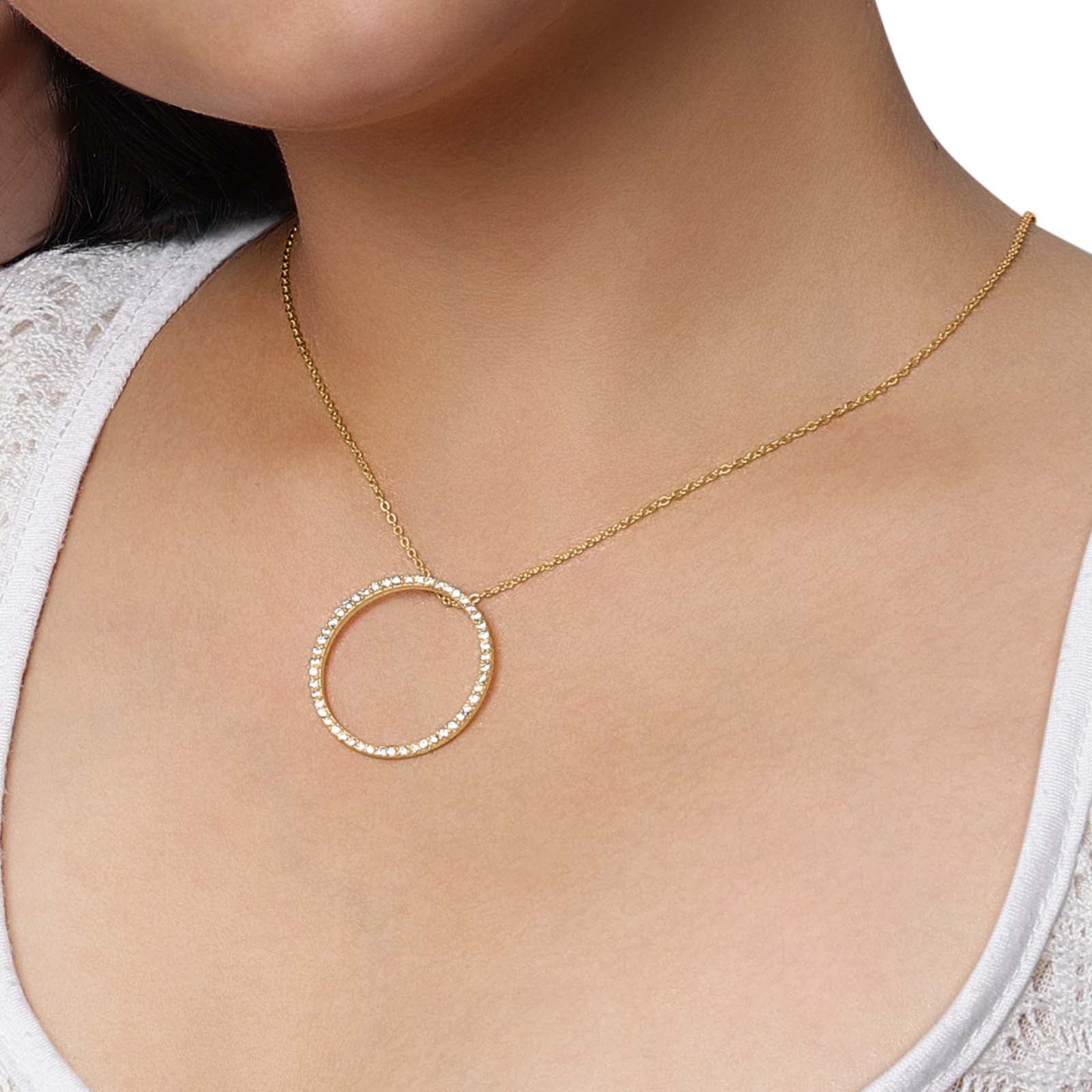 Pure Silver Necklace - Round Rich CZ Pendant Design - Tweov Jewels