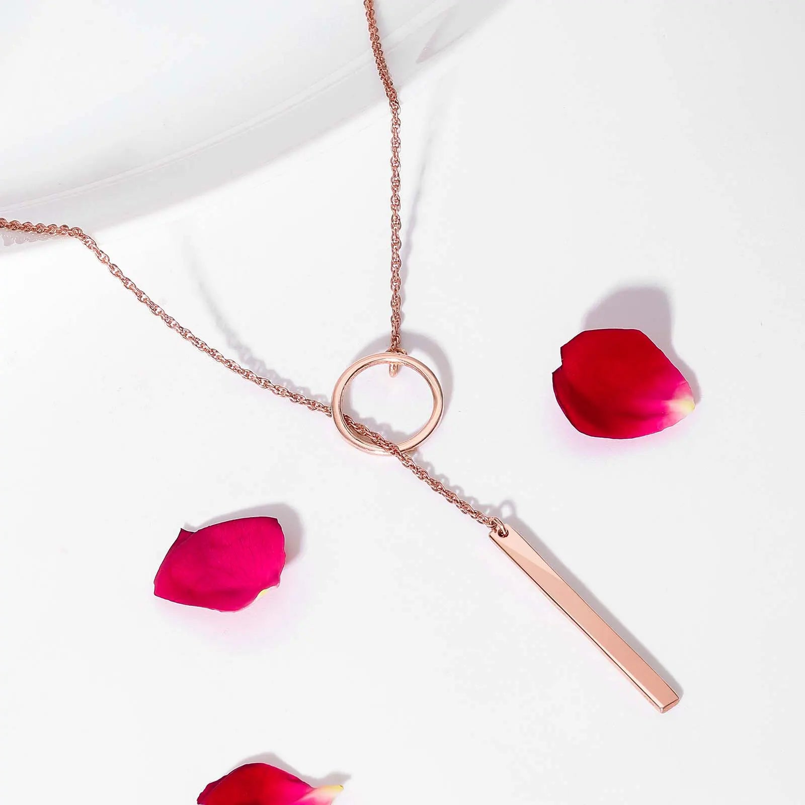 Rose Gold Silver Lariat Bar Chain