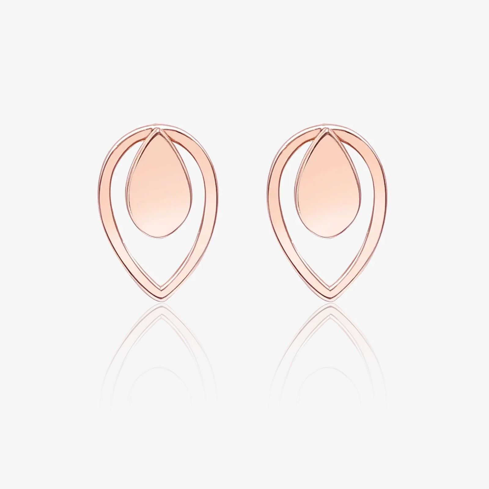 Rose Gold Silver Drop Stud Earrings - Tweov Jewels