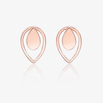 Rose Gold Silver Drop Stud Earrings - Tweov Jewels