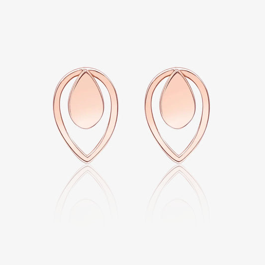 Rose Gold Silver Drop Stud Earrings