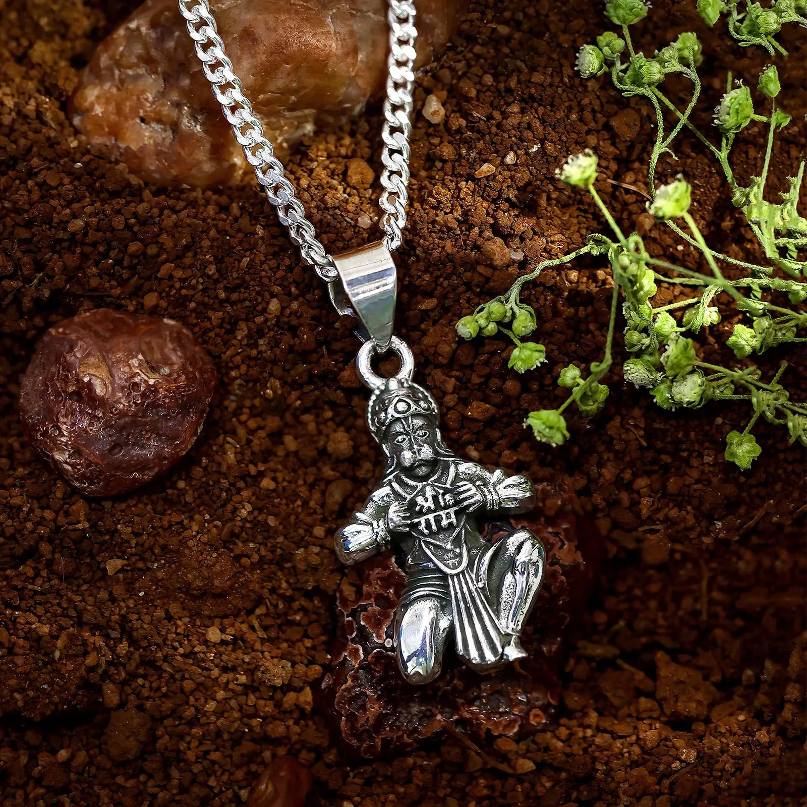 Pure Silver Hanuman Pendant Sterling Silver - Main Image