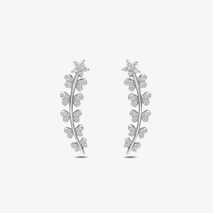 White Butterfly Silver Cuff Earrings - Tweov Jewels