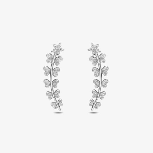 White Butterfly Silver Cuff Earrings - Tweov Jewels
